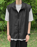 High neck denim vest