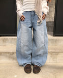 Drok cut balloon fit wide denim pants