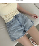 Summer Long Leg Fit A-Line Banding Denim Shorts