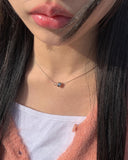 Mipo Silver Clear Ball Necklace