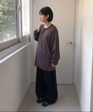 [Unisex] Kitby Striped Henley Neck Long Sleeve Tee