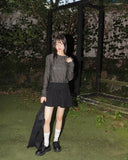 Kakon Damage Interseasonal Shirring Round Long Sleeve T-Shirt