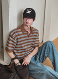 Bern Striped Collared Short Sleeve Knit