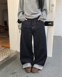 Odin Roll-Up Raw Denim Wide Pants