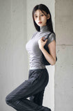 Side Shirring High Neck Tee