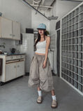 Bulky Pintuck Cargo Bermuda Pants