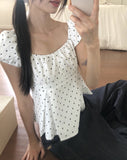 Lize Dot Puff Strap Blouse