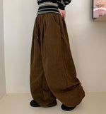 [Unisex] Combs Brushed Corduroy Banding Wide Pants
