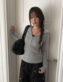 Naron Halter Sleeveless Button V Hood T-Shirt Set