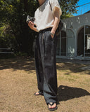 Sunday linen two-tuck wide pants