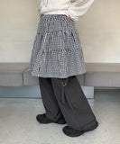 Rohedi Banding Check Tiered Midi Skirt