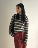 [Wool 10] Alo Stripe Color Crop Hood Knit