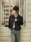 Kurt knit color matching leather jacket