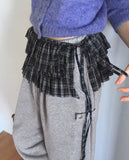 Jetso Layered Checkered Micro Mini Skirt Belt