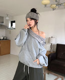 Mio Drape Hood Off-Shoulder Sweatshirt