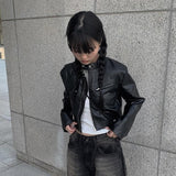 Ahu Biker Leather Crop Jacket