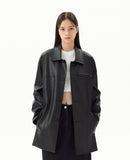 FAUX LEATHER CARCOAT