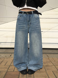 [A/M] Folder Medium Blue Wide Washing Denim Pants