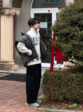 Snow Falling Design High-Neck Knit Zip-Up