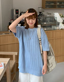 [unisex] Hippon Linen Round Over Short Sleeve Knit - Linen 55%