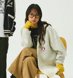 Bear Red Heart Embroidery Knit Cardigan