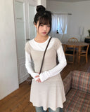 Meon Embossed Short Sleeve Flare One Piece