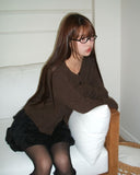 Kevil Round Button Long Sleeve Knit Sleeveless Cardigan Set