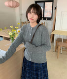 Recomi Cable Round Wool Knit Cardigan