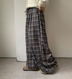 Calcori Banding Check Wide Pants