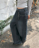 Benyl Stud Balloon Fit Washed Denim Long Pants