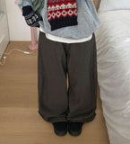 Biduge Washing Denim Balloon Wide Brushed Pants