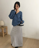 [Brushed] Withy Banding Strap Pile Long Skirt
