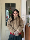 Rital Wool High Neck Fur Jacket