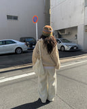 Plan] Vanilla Neck Collar Loose Fit Knit Half Zip-up