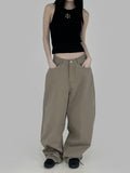 Back pocket wide cotton pants