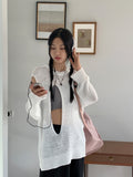 [Riverable] Dilt Two-Way Double Side Hole Sleeve Slit Long Sleeve Knit