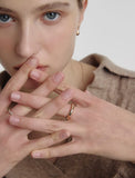 Champagne Full Moon Silver (P) Glossy Slim Ring M