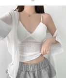 With Cup Lace Span Sleeveless Vacation Look