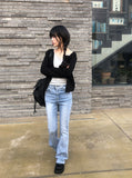 Roble Back Pocket Bootcut Washing Denim Pants