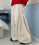 [unisex] Tokiden banding string side snap wide cotton pants