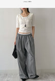 Color Matching Banding Stripe Wide Slacks