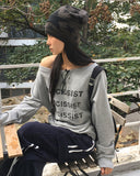 Nar Off Shoulder Loose Fit Pile Sweatshirt
