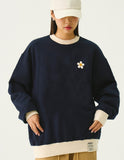 Cream Flower Dot Color Matching Sweatshirt