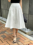 Giet button flare skirt