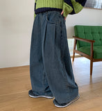 Shuiko Pintuck Wide Balloon Denim Pants