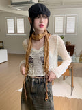Runt vintage damage net net crop long sleeve knit