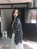 [MADE] Riche Over Boxy Check Long Sleeve Wrinkle Shirt