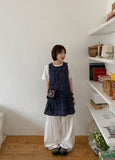 Huttle Check Tiered Layered Sleeveless One Piece