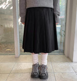 Canpers Brushed Cotton Pleated Banding Midi Skirt