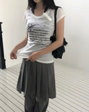 Diaen Lettering Print Button Short Sleeve T-Shirt